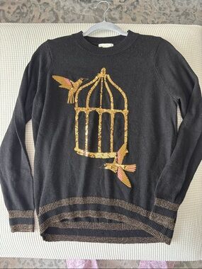 New H&M Alpaca Blend Sequin Bird Cage Sweater. Size s.